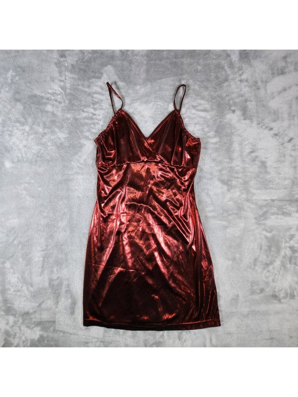 Vintage Fredricks of Hollywood Babydoll Chemise Dress Medium Red Lamé Metallic